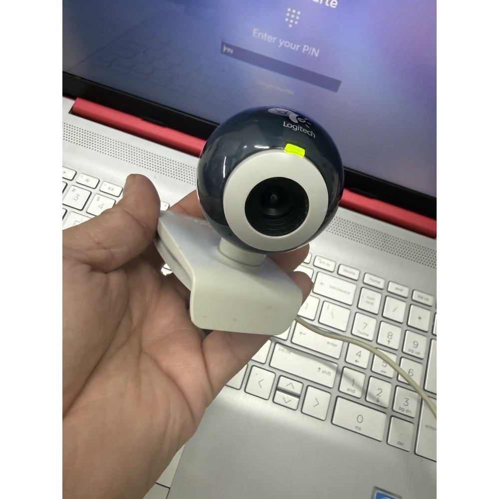Logitech QuickCam Orbit Spherical USB Webcam White Pan/Tilt Used Working.